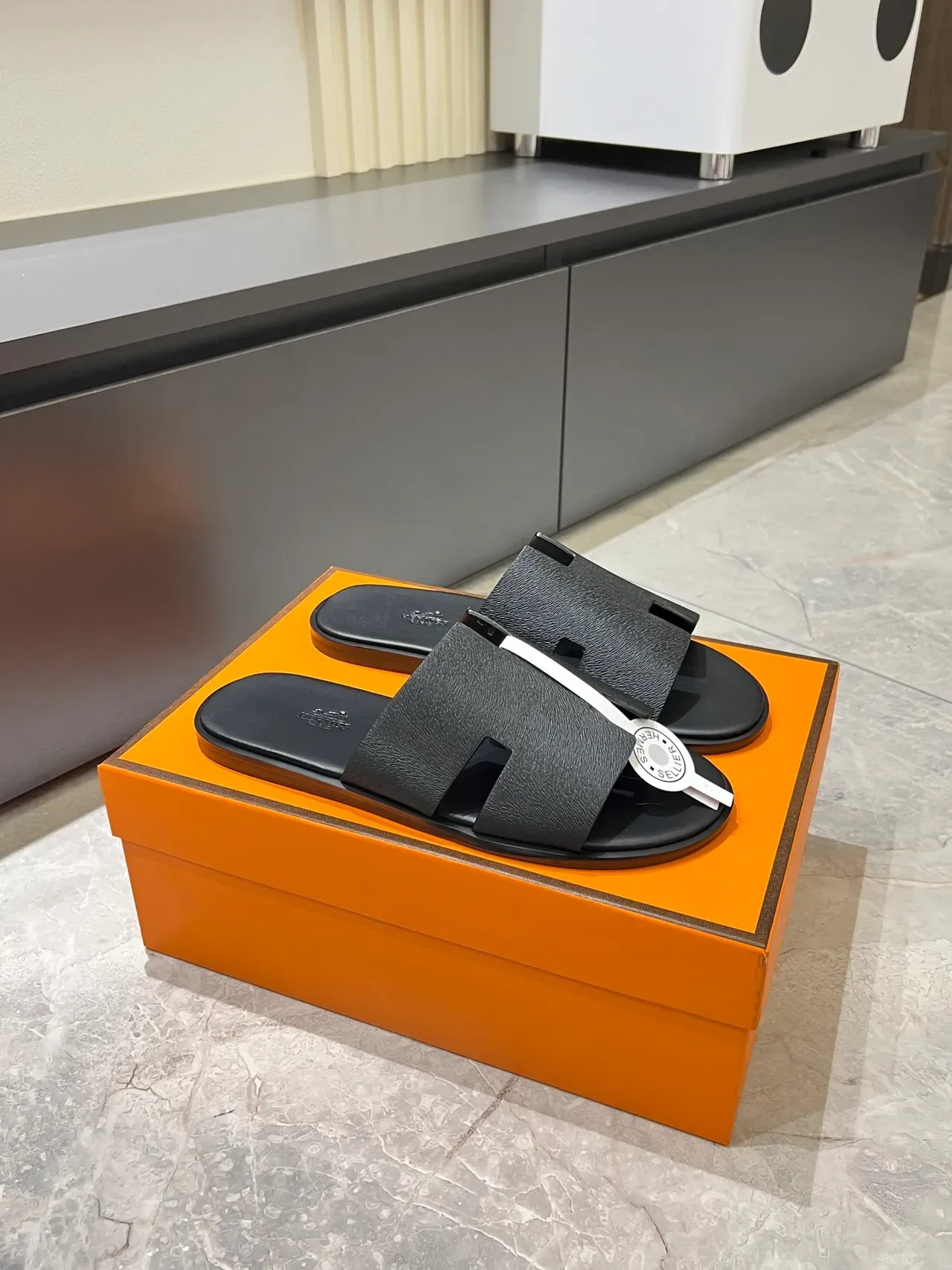 Hermès Oran H-Strap Animal Print Slippers 23