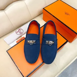 Hermès Oran Loafers de Camurça Navy