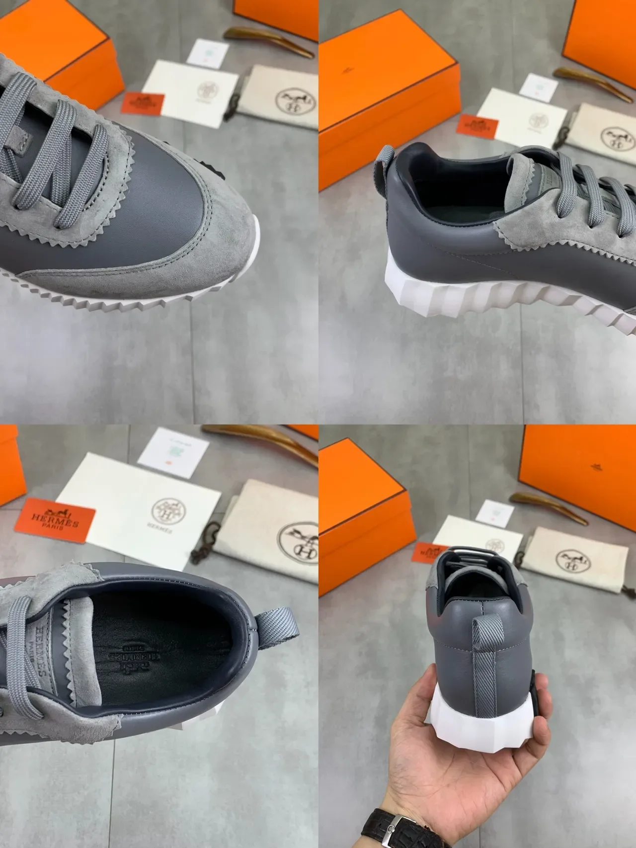 Hermès Oran Sneaker Gray Suede and Leather Lifestyle Sneakers 2