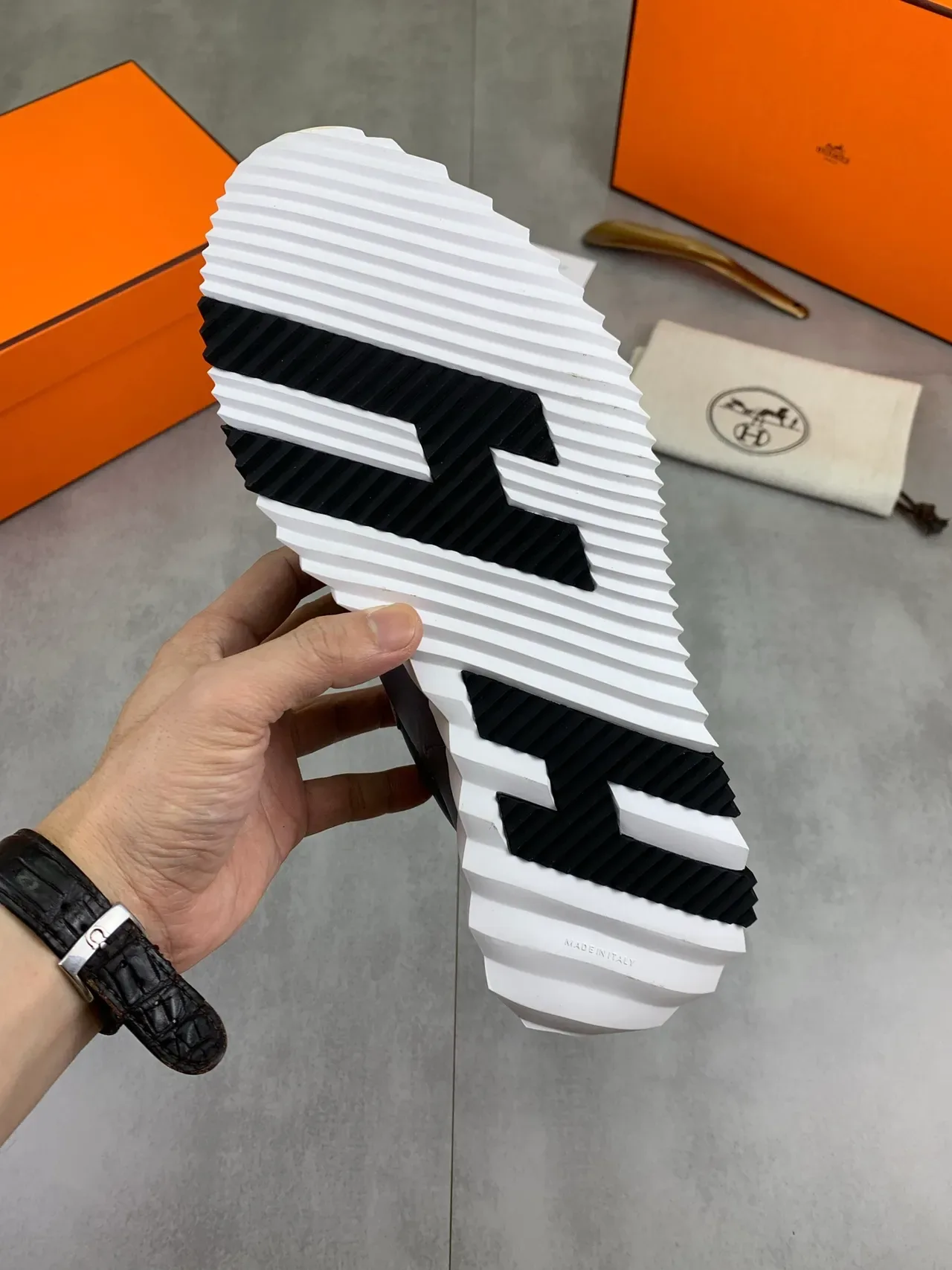 Hermès Oran Sneaker Gray Suede and Leather Lifestyle Sneakers 3
