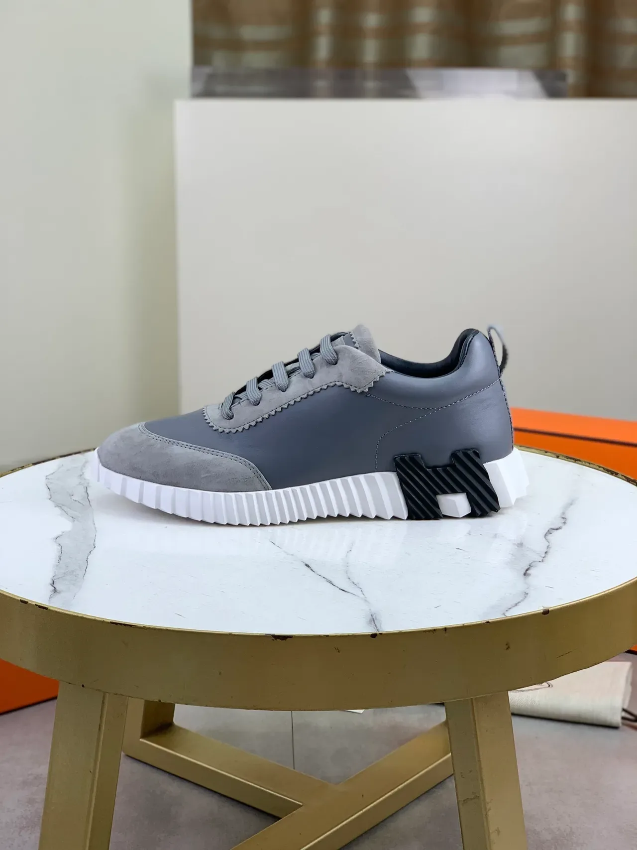 Hermès Oran Sneaker Gray Suede and Leather Lifestyle Sneakers 5
