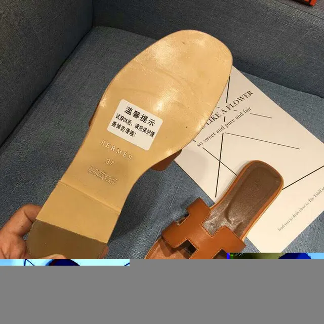 Hermès Oran Tan Leather H-Strap Slippers 2