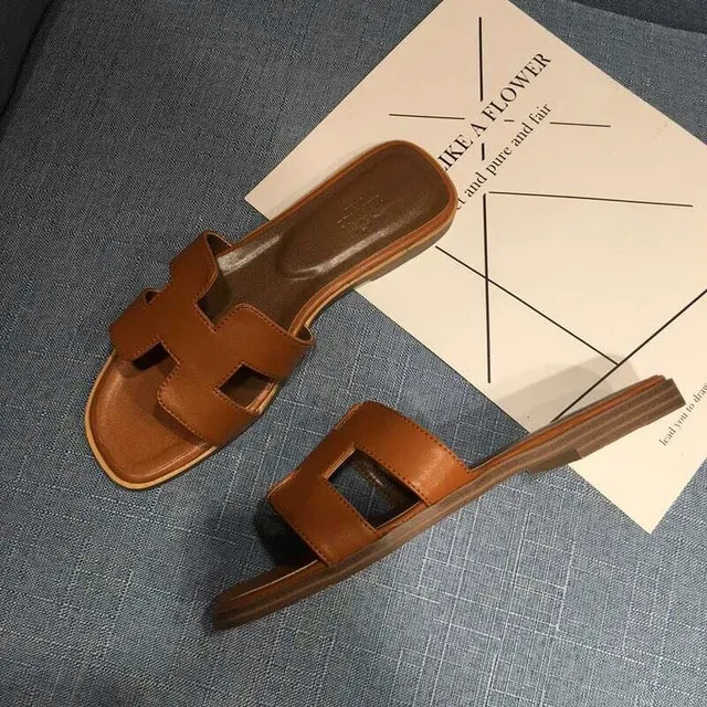 Hermès Oran Tan Leather H-Strap Slippers 4