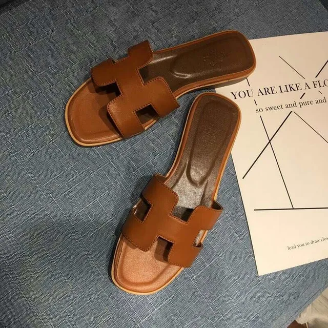 Hermès Oran Tan Leather H-Strap Slippers 5