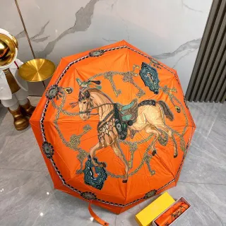 Hermès Naranja Beige Octagonal Canopy Equestrian Print Bolso