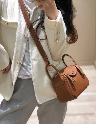 Hermès Picotin Lock حقيبة بوسطن ميني من جلد برتقالي مقرمش 3