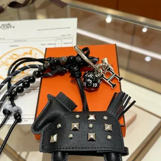 Hermès Rodeo Charm Black Silver Studded Leather Horse Silhouette Handbag