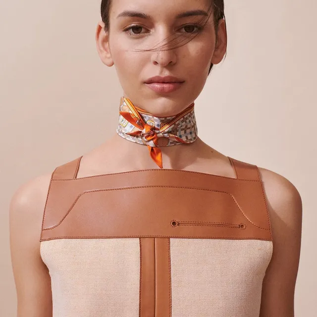 Hermès Twilly New-Style Carriage Orange Silk Scarf 9
