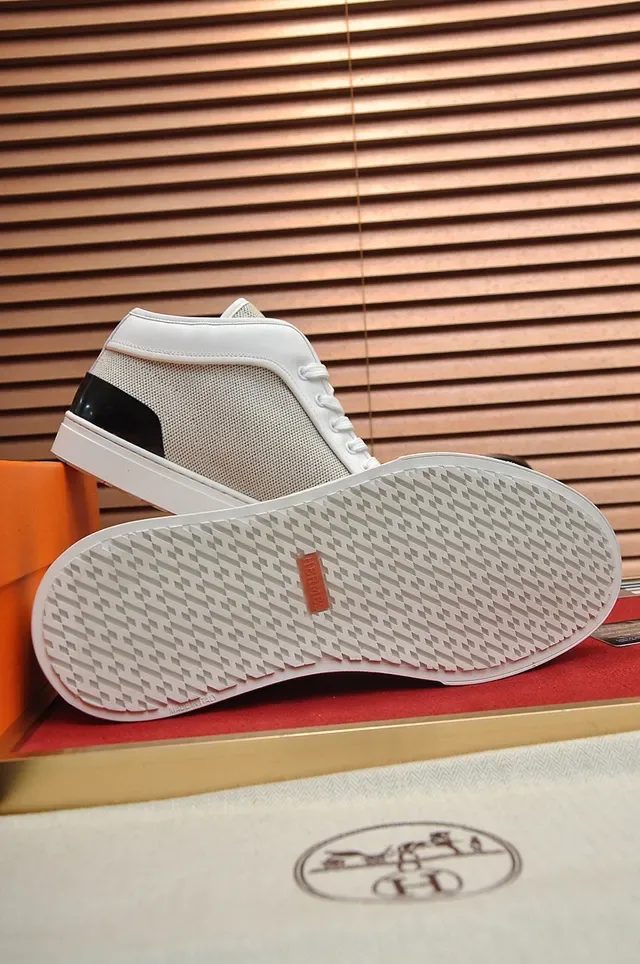Hermès Blanc et Beige Maille Low-Top Lifestyle Sneakers 4