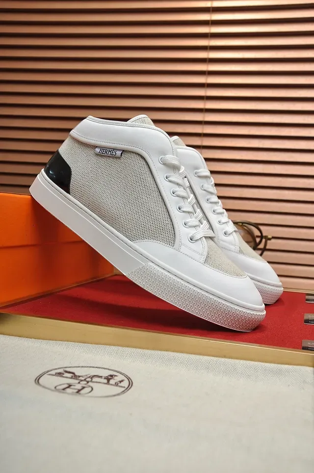 Hermès Blanc et Beige Maille Low-Top Lifestyle Sneakers 6