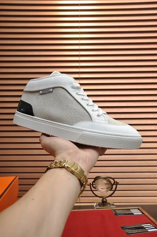 Hermès Blanc et Beige Maille Low-Top Lifestyle Sneakers 9
