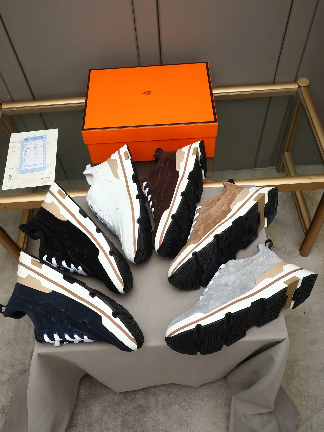 Hermès White Beige Leather Upper Sculpted Multi-Layer Sole Sneakers 2