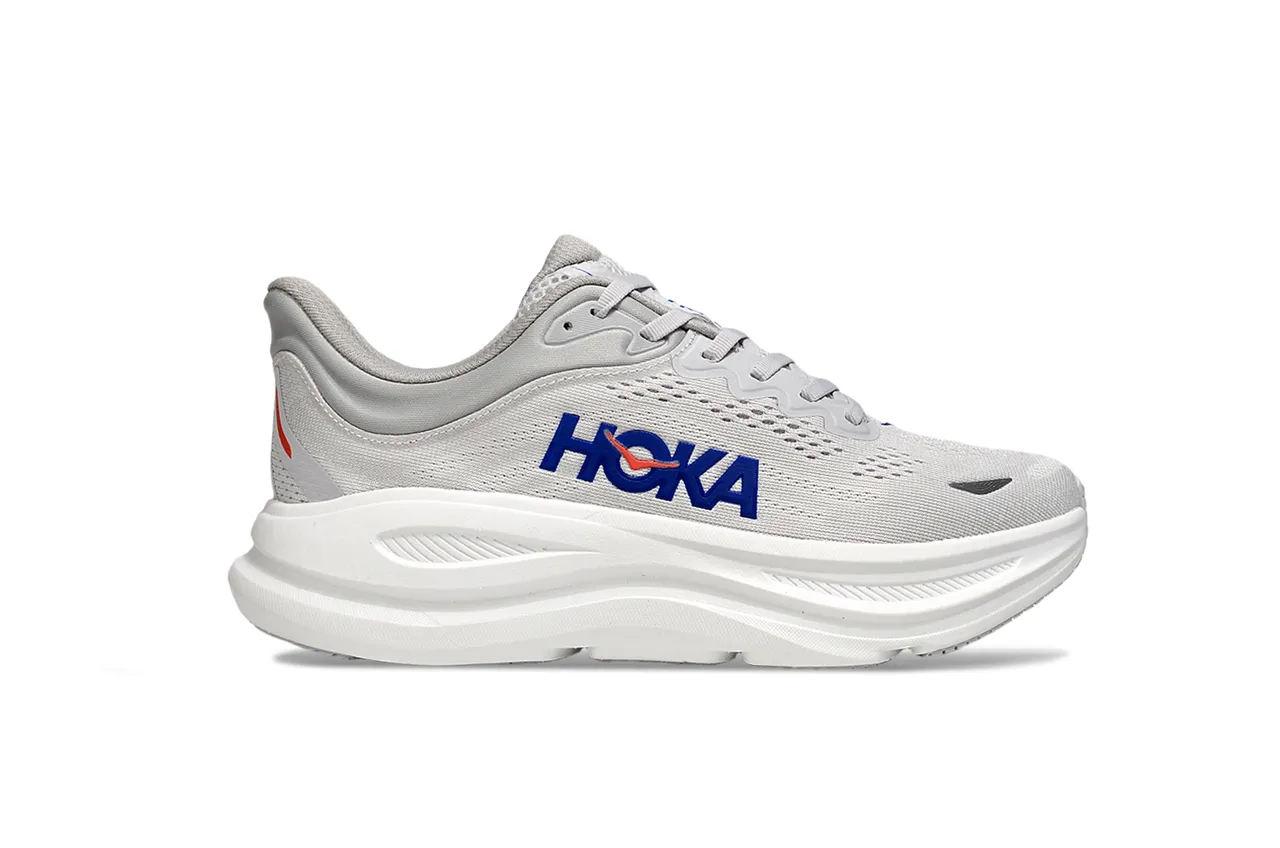Hoka Clifton Gris Bleu Tige en Maille Ingénierie Semelle Médiane Blanche Épaisse Chaussures de Course 2