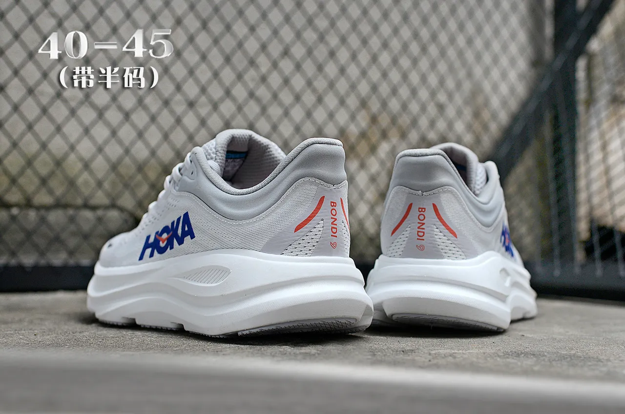Hoka Clifton Gris Bleu Tige en Maille Ingénierie Semelle Médiane Blanche Épaisse Chaussures de Course 5