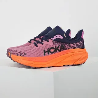 Hoka Clifton Pink Orange Knit Upper Thick Midsole Running Shoes