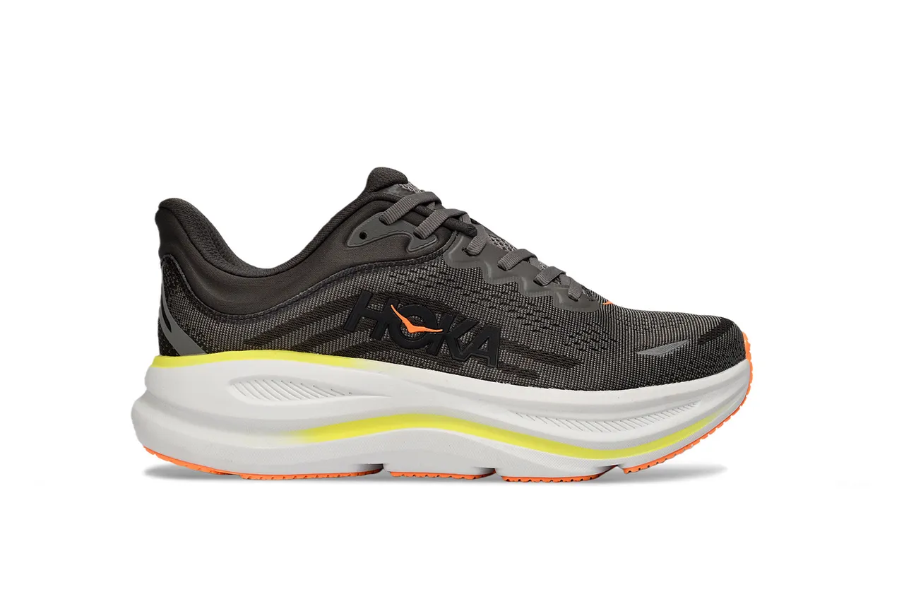 Hoka Gris Orange Tige en maille ingénierisée Semelle intermédiaire empilée amortie Chaussures de course 2