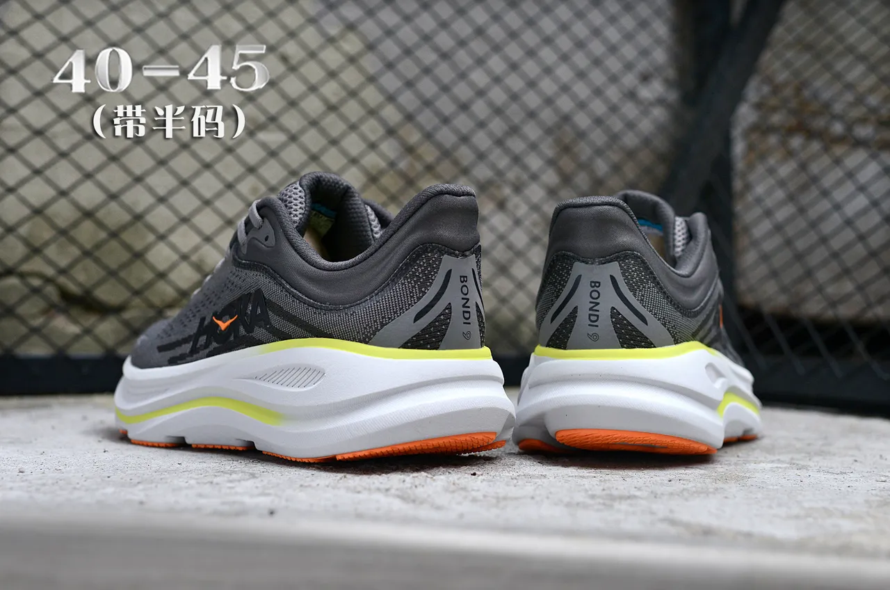 Hoka Gris Orange Tige en maille ingénierisée Semelle intermédiaire empilée amortie Chaussures de course 6