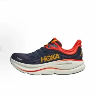 Hoka Navy Red Engineered Mesh Upper Thick Dual-Density Midsole Running Shoes