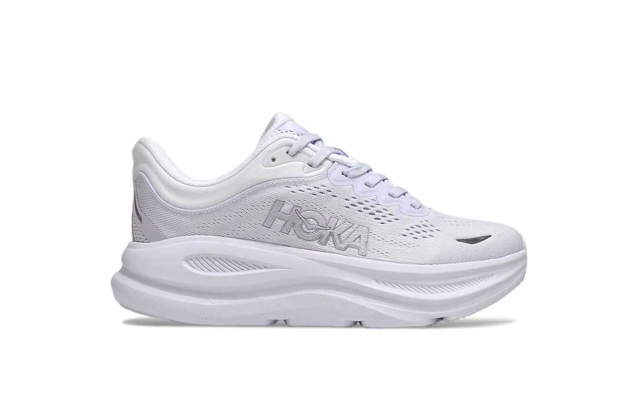 Hoka Zapatos de Running Blancos Plateados Monocromáticos Transpirables de Malha Parte Superior 2