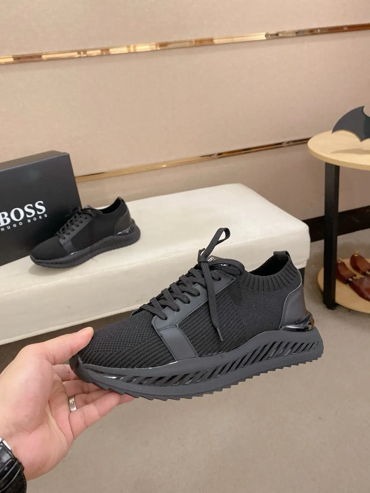 Hugo Boss Tênis Lifestyle Preto de Malha com Ajuste de Meia 9