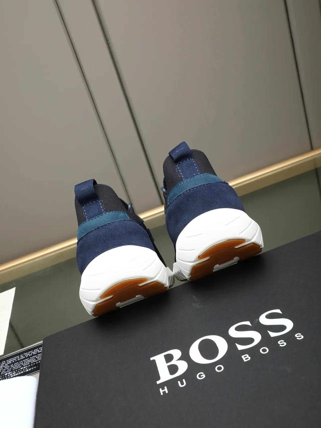 Hugo Boss Black Navy Knit Upper Accent Panels Sneakers 3