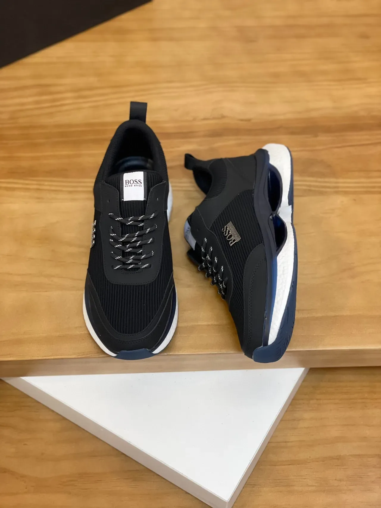 Hugo Boss Black Ribbed Knit Lifestyle Sneakers 2