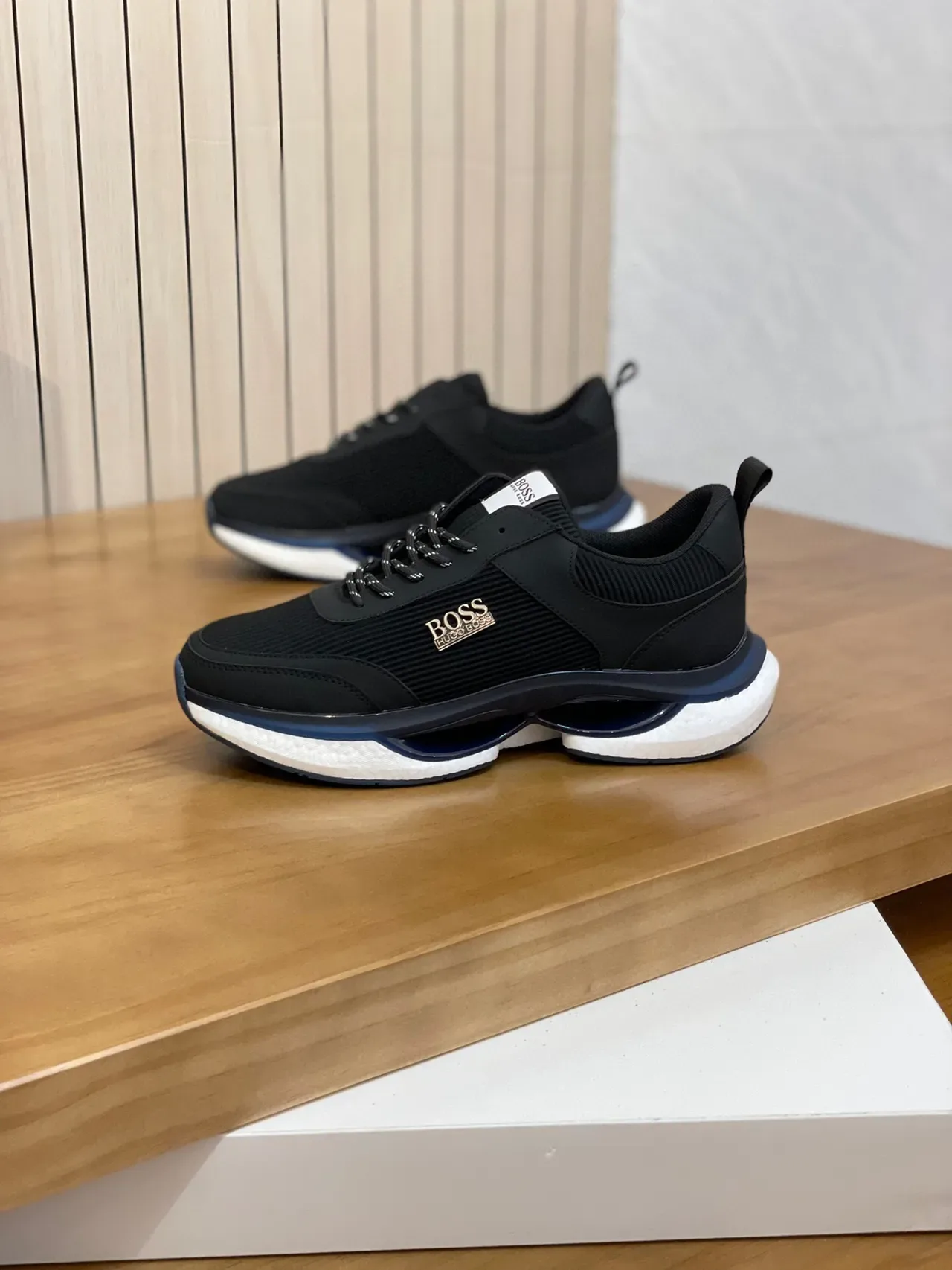 Hugo Boss Black Ribbed Knit Lifestyle Sneakers 3