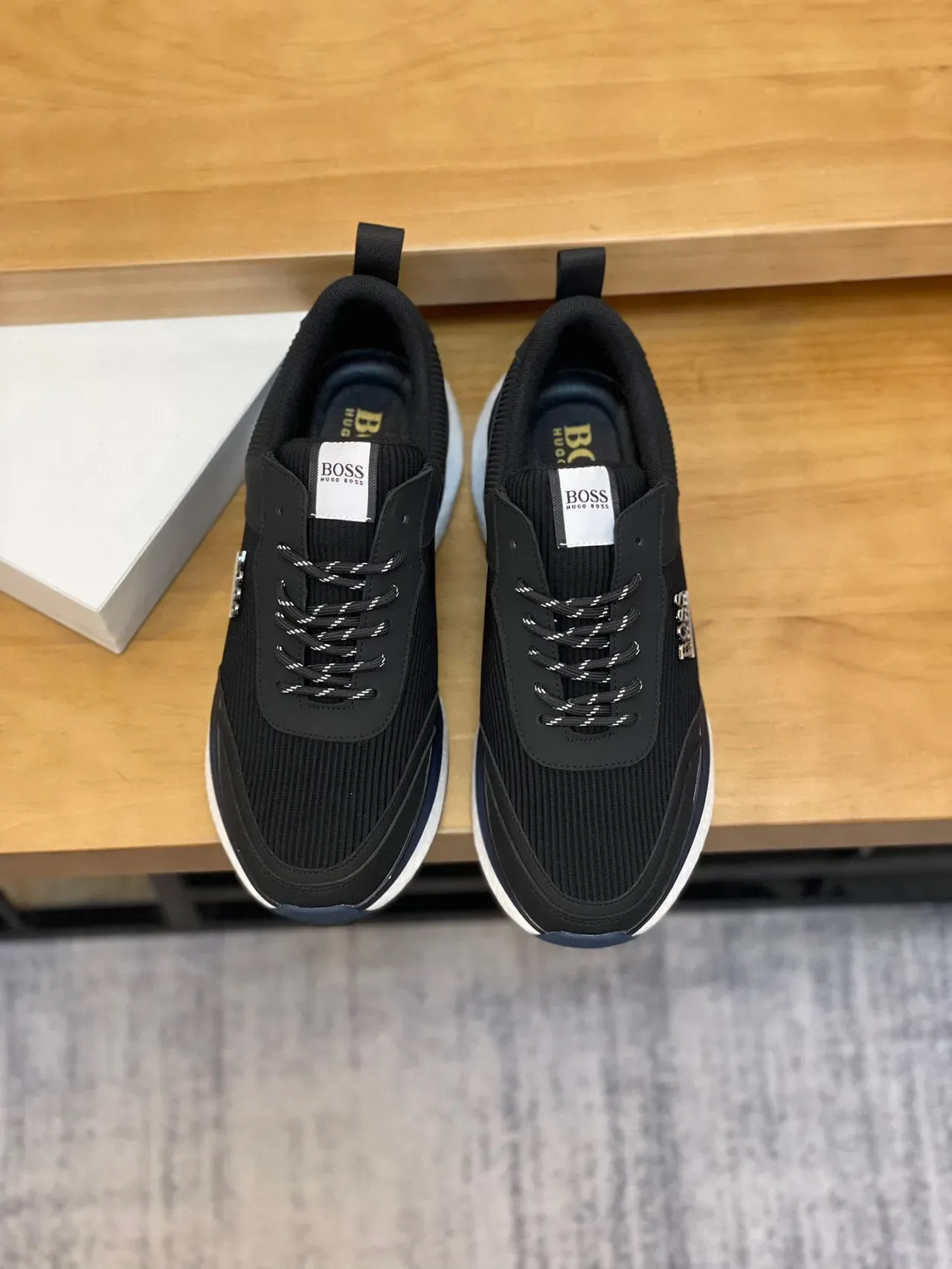Hugo Boss Black Ribbed Knit Lifestyle Sneakers 4
