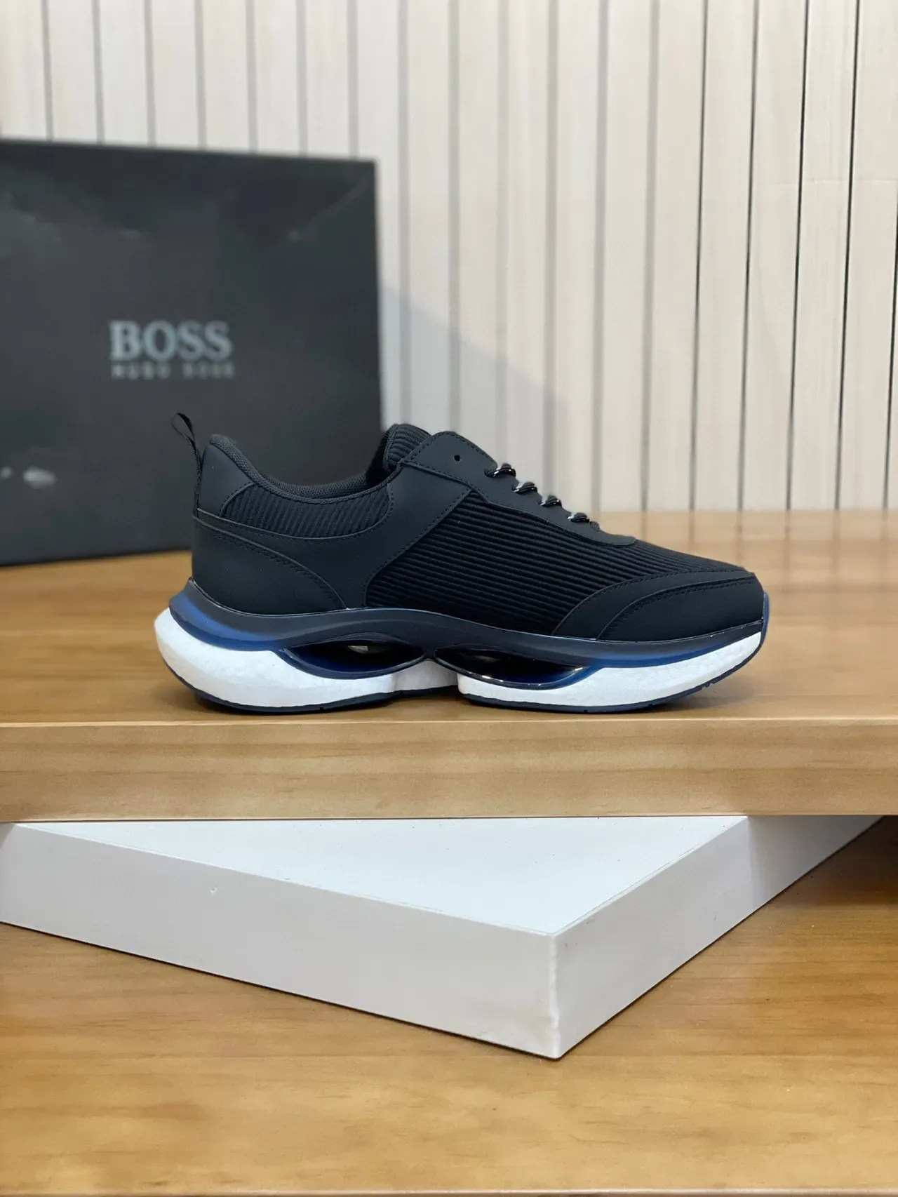 Hugo Boss Black Ribbed Knit Lifestyle Sneakers 5