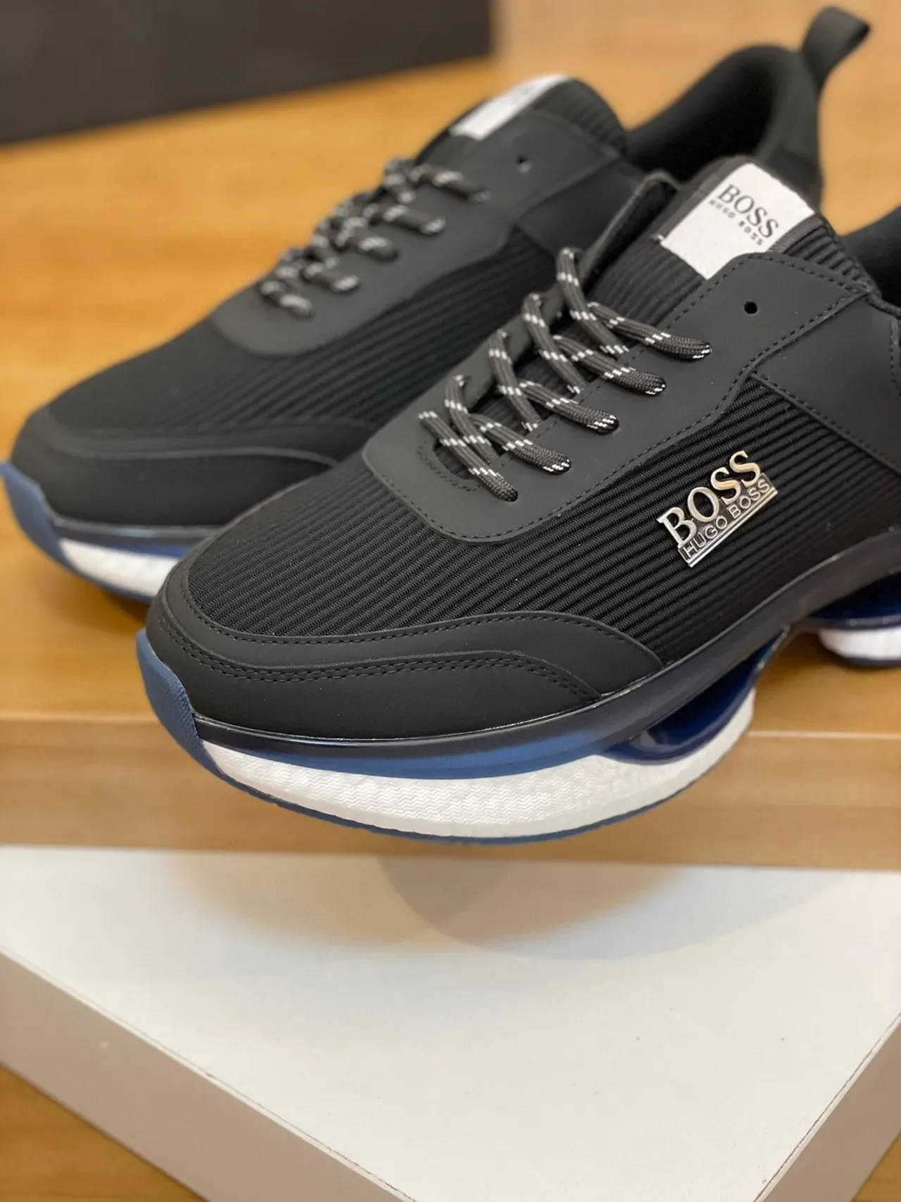Hugo Boss Black Ribbed Knit Lifestyle Sneakers 6