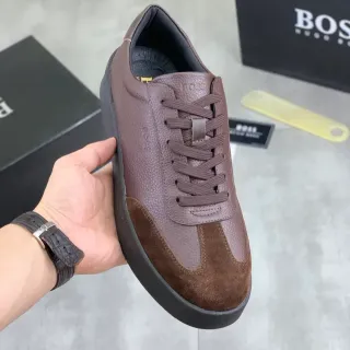 Hugo Boss Brown Leather and Suede Platform Lifestyle Sneakers