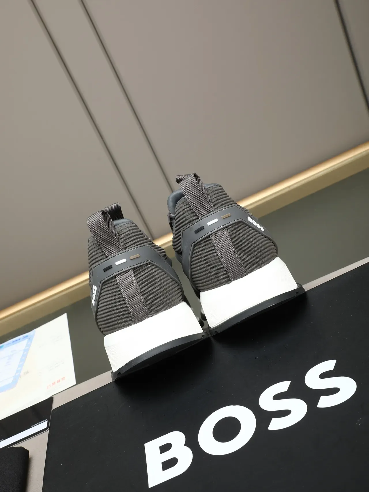 Hugo Boss Gray Ribbed Textile Lifestyle Sneaker 4