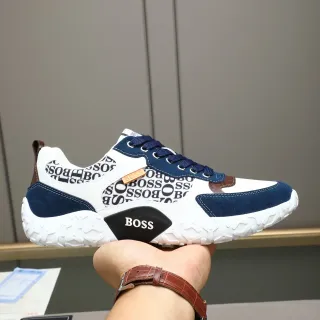 Hugo Boss Monogram-Print Navy and White Lifestyle Sneakers