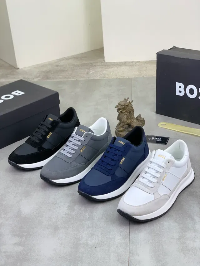 Hugo Boss Navy Blue Suede and Leather Lifestyle Sneakers 2