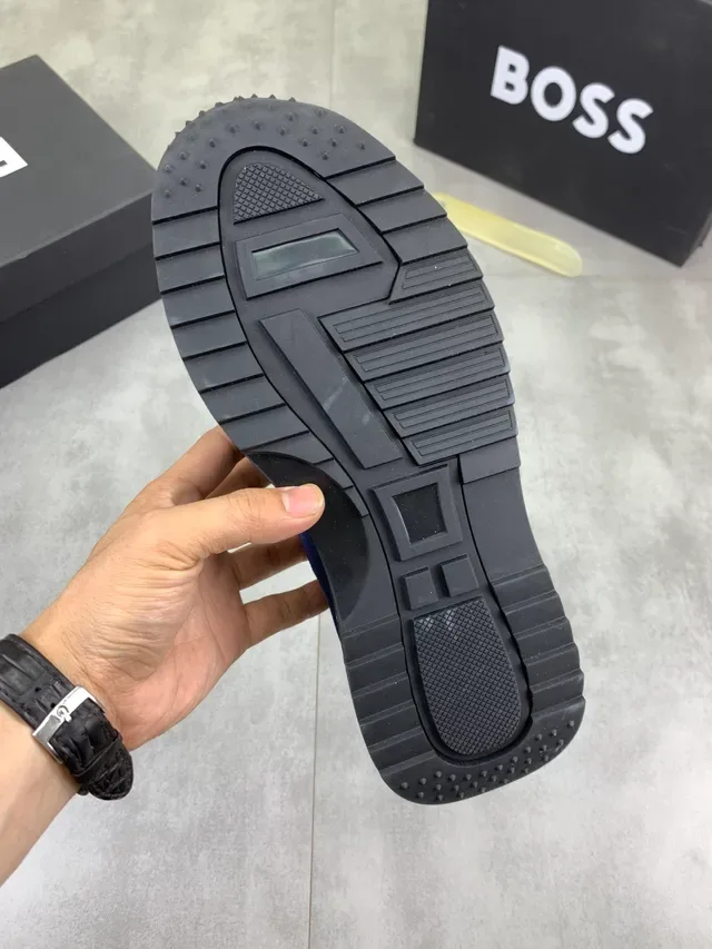 Hugo Boss Navy Blue Suede and Leather Lifestyle Sneakers 3