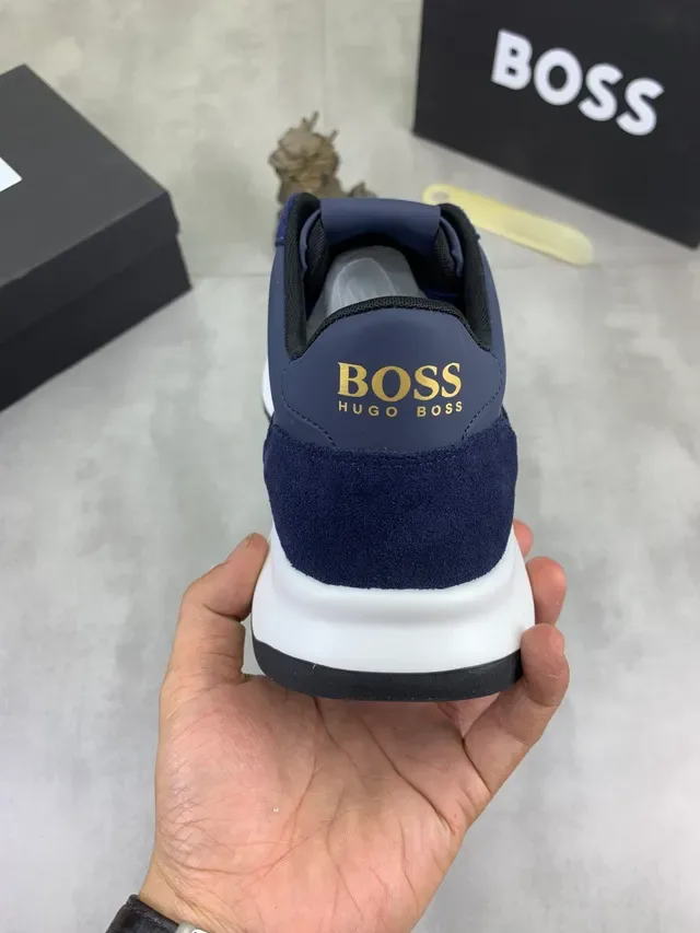 Hugo Boss Navy Blue Suede and Leather Lifestyle Sneakers 4