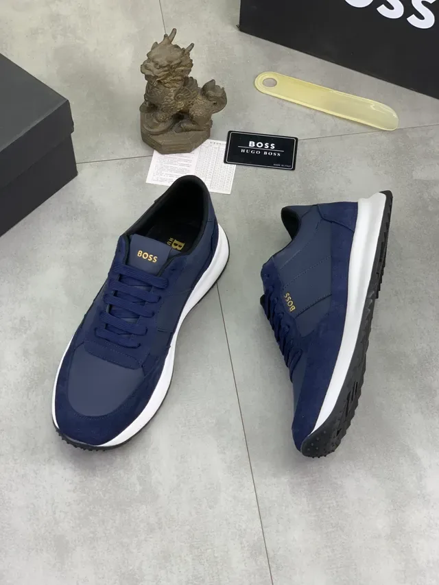 Hugo Boss Navy Blue Suede and Leather Lifestyle Sneakers 6