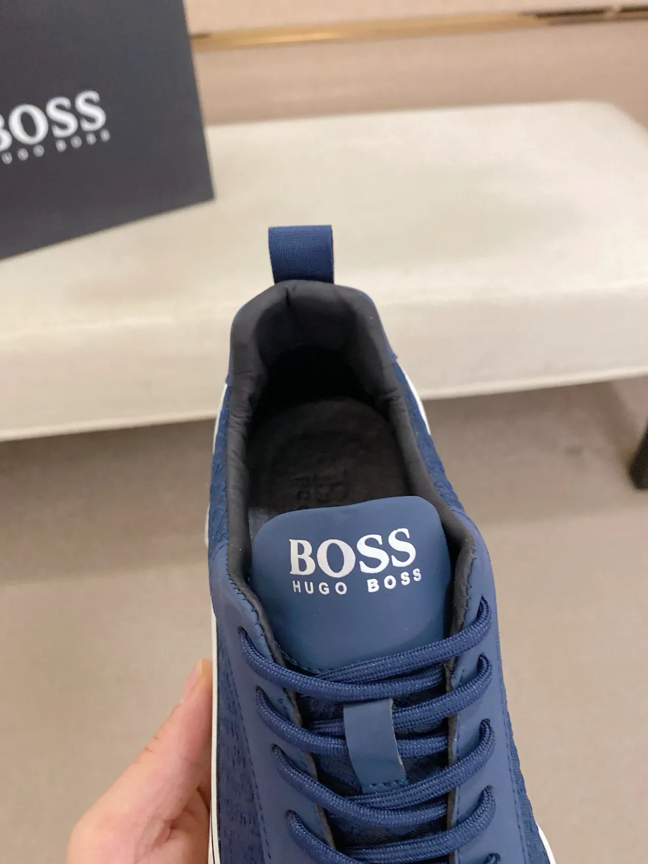 Hugo Boss Navy Blue White-Stripe Lifestyle Sneaker 6
