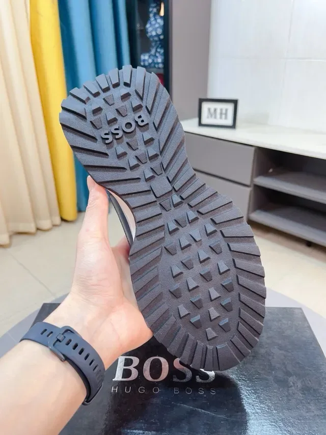 Hugo Boss Sneakers Lifestyle Avec Partie Supérieure En Maille Et Daim Bleu Marine Blanc Semelle De Plateforme Large 7