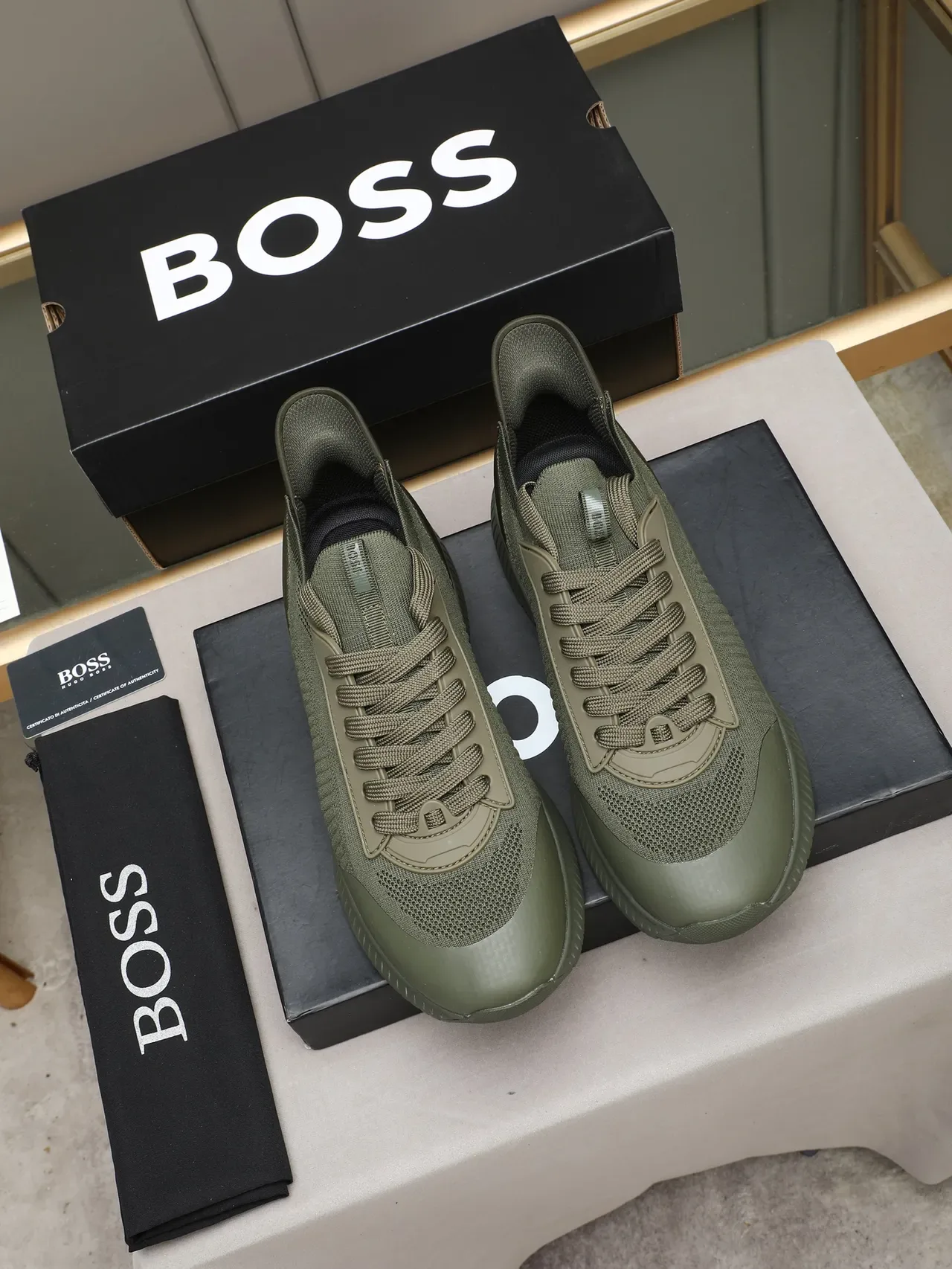 Hugo Boss Olive Knit Lifestyle Sneaker 2