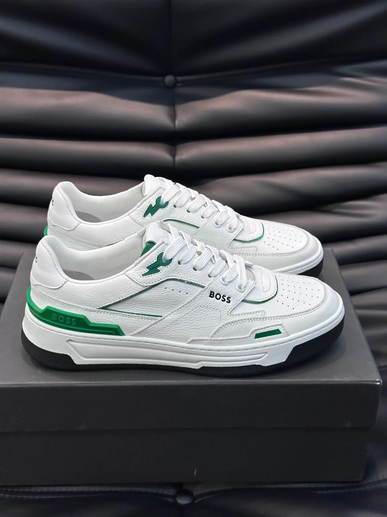 Hugo Boss tênis lifestyle branco e verde acento 7