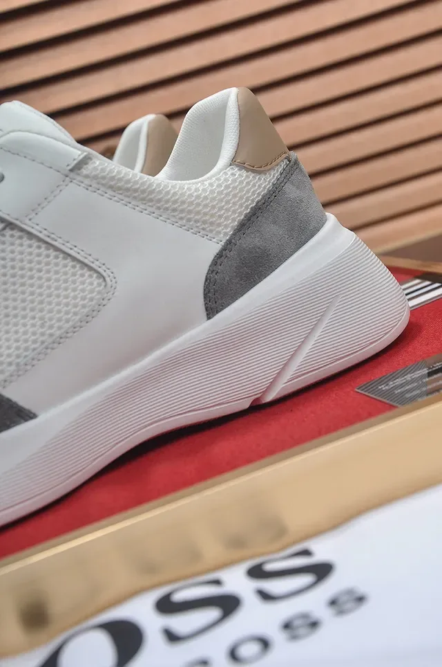 Hugo Boss Sneakers Lifestyle Blanc et Gris Matériau Mixte Panel Malla et Suède 2
