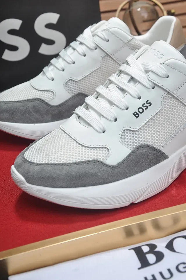 Hugo Boss Sneakers Lifestyle Blanc et Gris Matériau Mixte Panel Malla et Suède 3