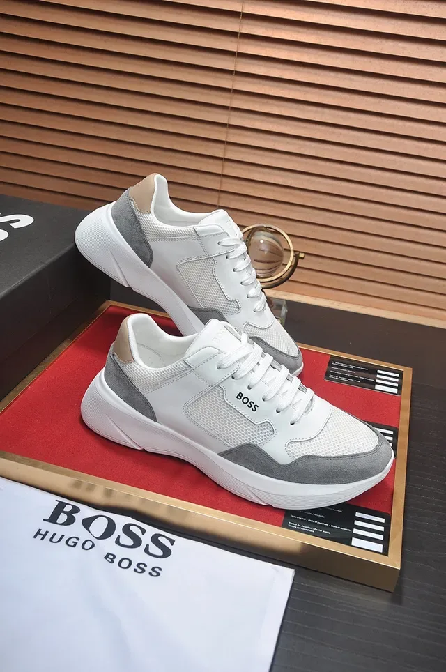 Hugo Boss Sneakers Lifestyle Blanc et Gris Matériau Mixte Panel Malla et Suède 5