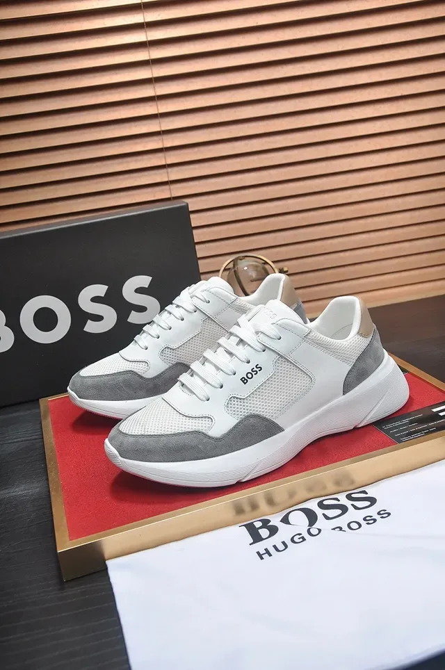 Hugo Boss Sneakers Lifestyle Blanc et Gris Matériau Mixte Panel Malla et Suède 7