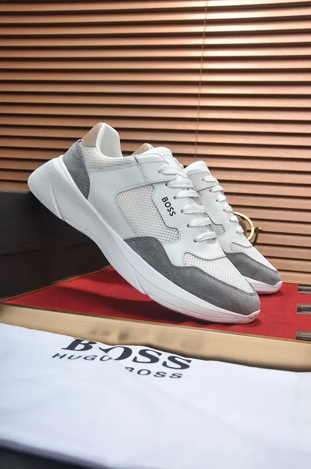 Hugo Boss Sneakers Lifestyle Blanc et Gris Matériau Mixte Panel Malla et Suède 8