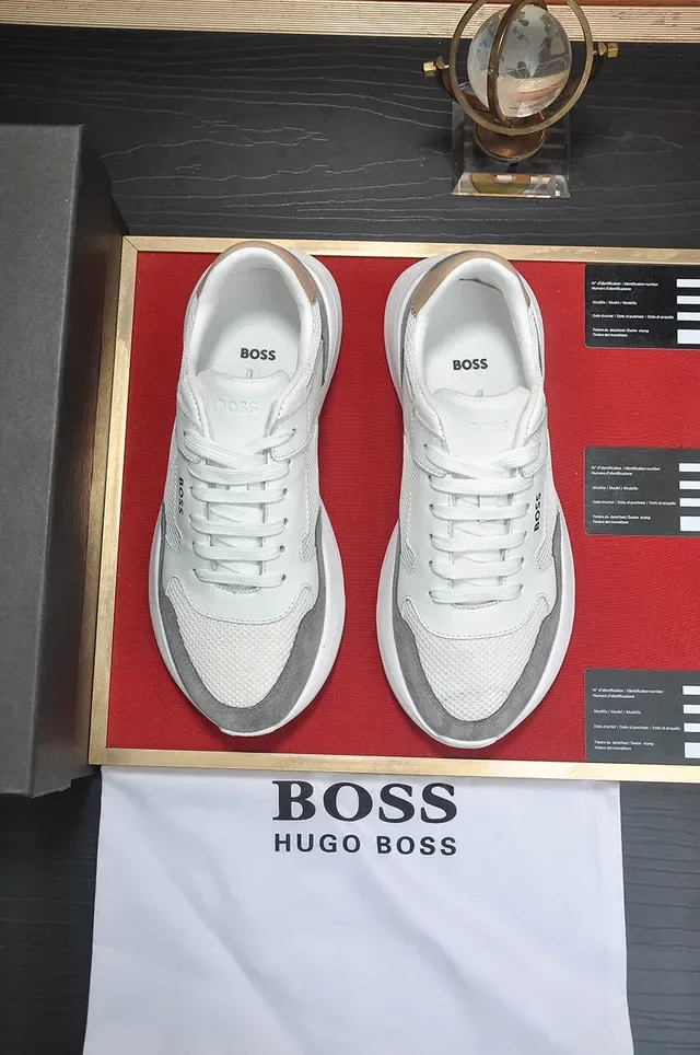 Hugo Boss Sneakers Lifestyle Blanc et Gris Matériau Mixte Panel Malla et Suède 9