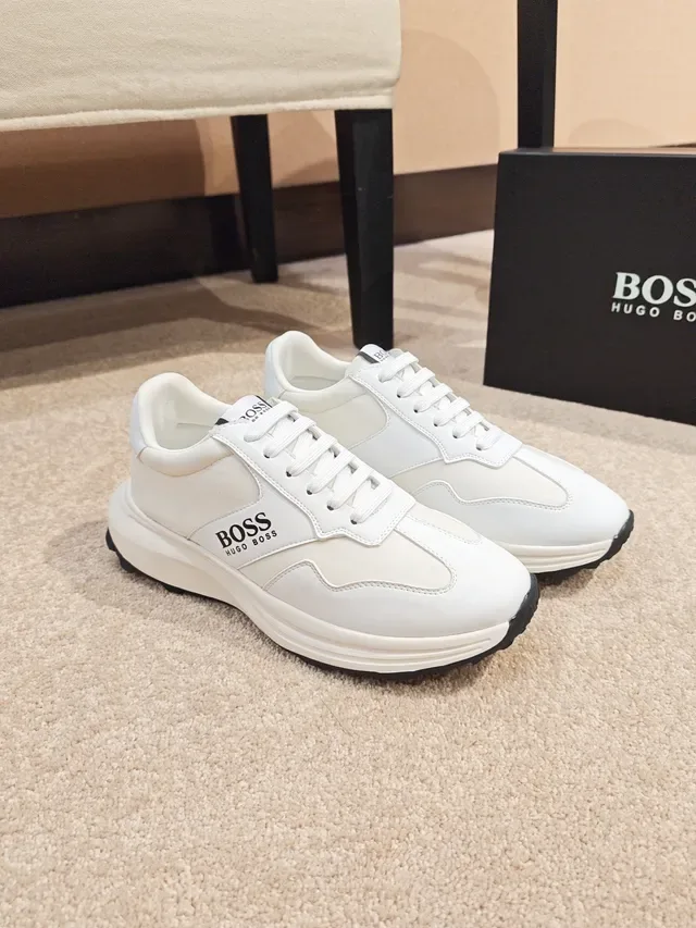 Hugo Boss White Leather-Paneled Side-Logo Lifestyle Sneaker 4