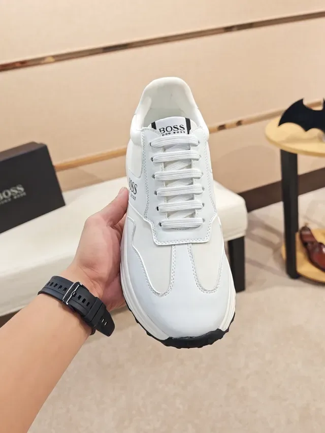 Hugo Boss White Leather-Paneled Side-Logo Lifestyle Sneaker 5