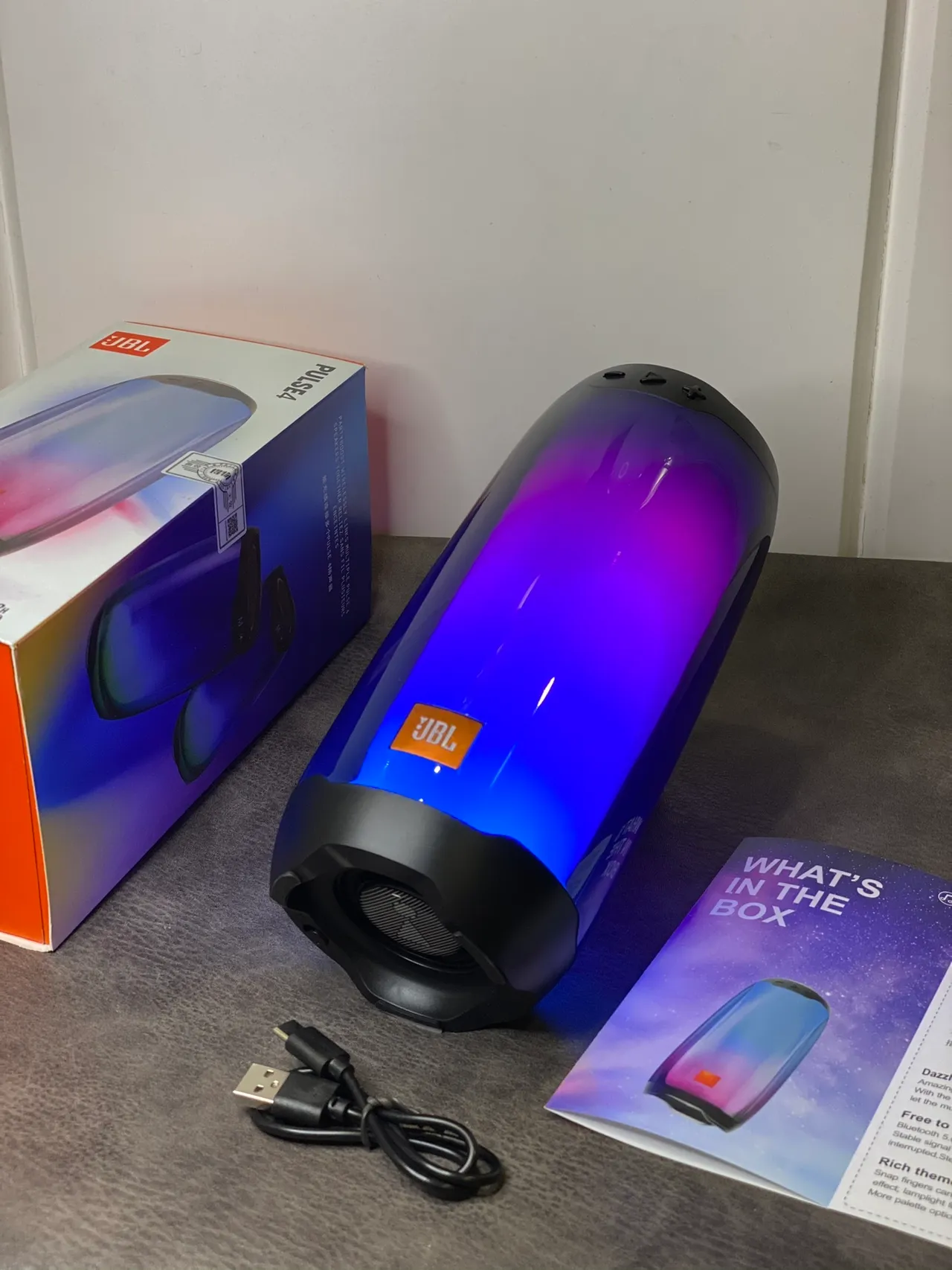 JBL Blue Black Cylindrical Translucent Body Portable Speaker 7